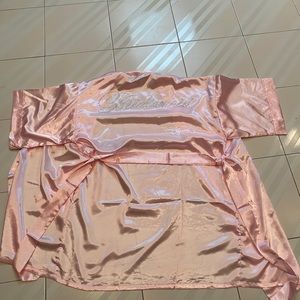 Silk pink bridesmaid robe with Swarovski crystals